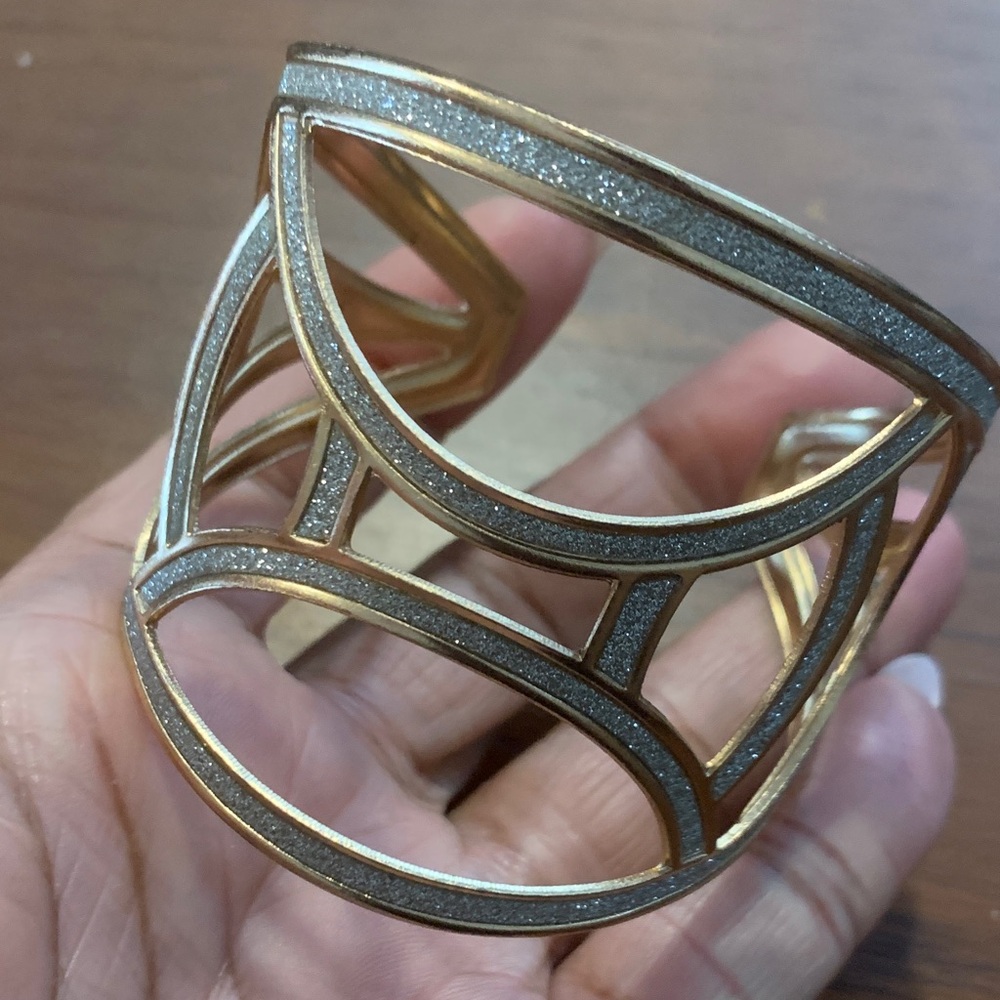 Gold and Silver Geometric Cuff Bracelet